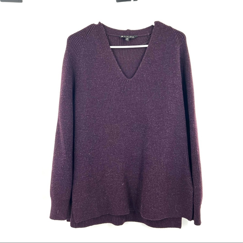Athleta chunky merino wool v-neck sweater long sleeve XS
